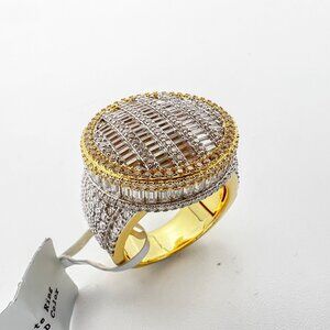 925 Sterling Sliver Moissanite Circle Elevated Ring, 5.457ctw VVS Stones with Ba